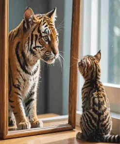 Cat And Tiger Mirror Diamond Painting