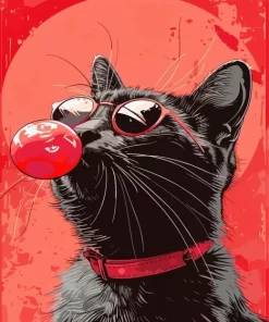 Cat Blowing Bubble Gum Diamond Painting