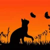 Cat Butterflies Silhouette Diamond Painting