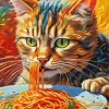 Cat Eating Spaghetti Diamond Painting