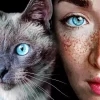 Cat Eye And Girl Diamond Painting