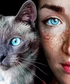 Cat Eye And Girl Diamond Painting