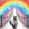Cat Over The Rainbow Bridge Diamond Painting