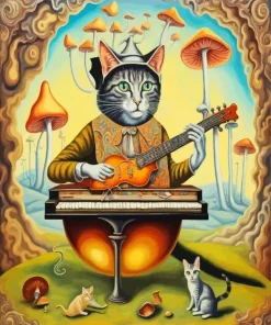 Cat Playing Instruments Diamond Painting