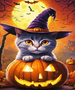 Cat Pumpkin Diamond Painting
