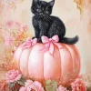 Cat With Pink Bows Diamond Painting