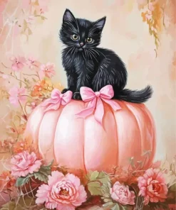 Cat With Pink Bows Diamond Painting