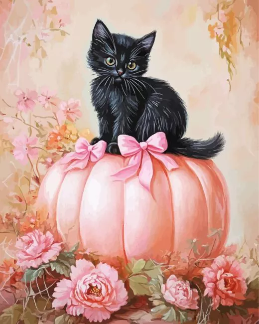 cat with pink bows Diamond Paintings Cat With Pink Bows Diamond Painting