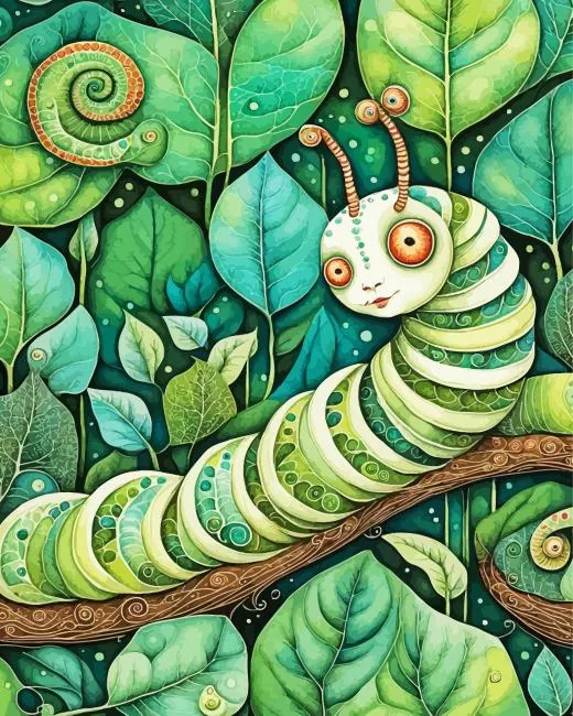caterpillar art Diamond With Numbers Caterpillar Art Diamond Painting