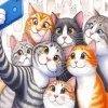 Cats Group Selfie Diamond Painting