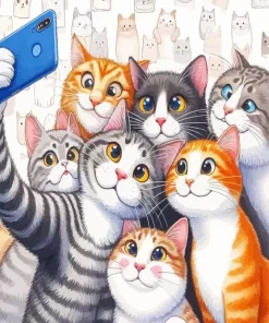 Cats Group Selfie Diamond Painting