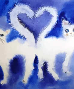 Cats Making Heart With Tail Art Diamond Painting