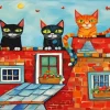 Cats On Roof Art Diamond Painting