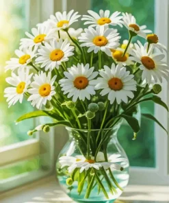 Chamomile In Glass Vase Diamond Painting
