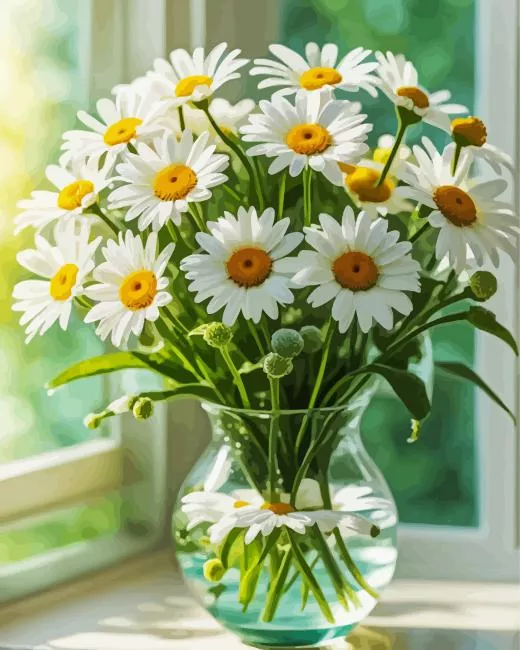 chamomile in glass vase Diamond Paintings Chamomile In Glass Vase Diamond Painting