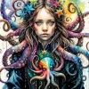 Colorful Girl Octopus Diamond Painting