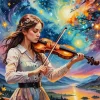 Cool Girl Playing Violin Art Diamond Painting