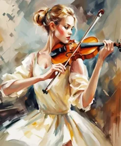 Cool Girl Playing Violin Diamond Painting