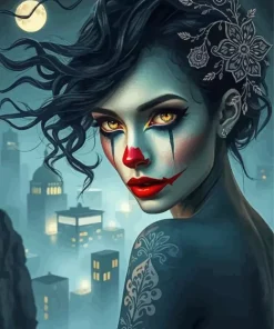 Cool Sad Woman Clown Diamond Painting