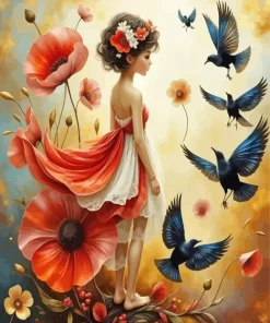 Cool Scarlet Poppy Flower Diamond Painting