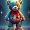 Cool Scary Bear Teddy Art Diamond Painting