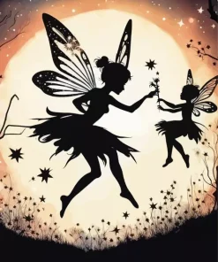 Cool Silhouette Fairies Diamond Painting