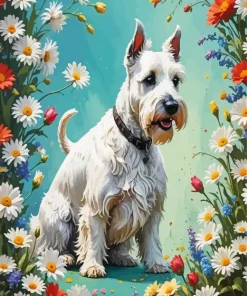 Cool White Scottie Dog Art Diamond Painting