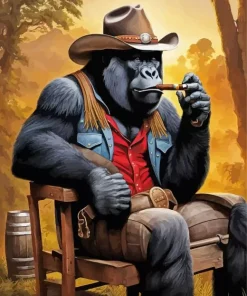 Cowboy Silverback Gorilla Diamond Painting