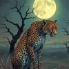 Full Moon Cheetah Diamond Painting