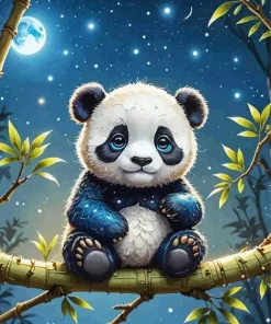 Full Moon Cute Panda Diamond Painting