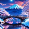 Full Moon Scenery Cherry Blossom Diamond Painting