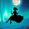 Full Moon Silhouette Swing Diamond Painting