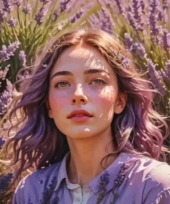Girl In Lavender Field Diamond Painting