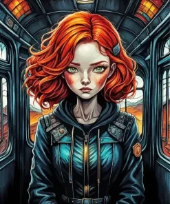 Girl On A Train Diamond Painting