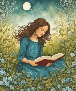 Girl Reading A Book Diamond Painting
