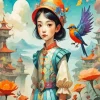 Girl With A Bird Art Diamond Painting