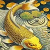 Gold Colored Koi Fish Diamond Painting