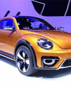 Gold Volkswagen Beetle Art Diamond Painting