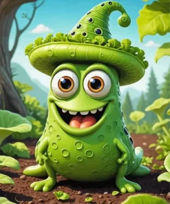 Green Cartoon Slug Diamond Painting