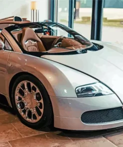 Grey Silver Bugatti Veyron Car Diamond Painting