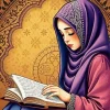 Hijabi Muslim Girl Reading Diamond Painting