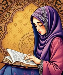 Hijabi Muslim Girl Reading Diamond Painting