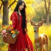 Lady With Deer Diamond Painting