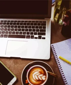 Laptop And Coffee Diamond Painting