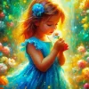 Little Girl Smelling Flower Diamond Painting