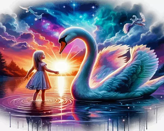 little girl swan Diamond Paints Little Girl Swan Diamond Painting