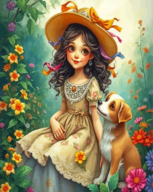 little girl with a dog Diamond Paintings Little Girl With A Dog Diamond Painting