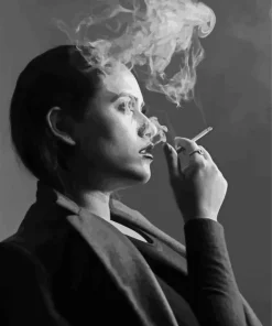 Monochrome Girl Smoking Diamond Painting