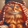 Orange Cat With Arab Hat Diamond Painting