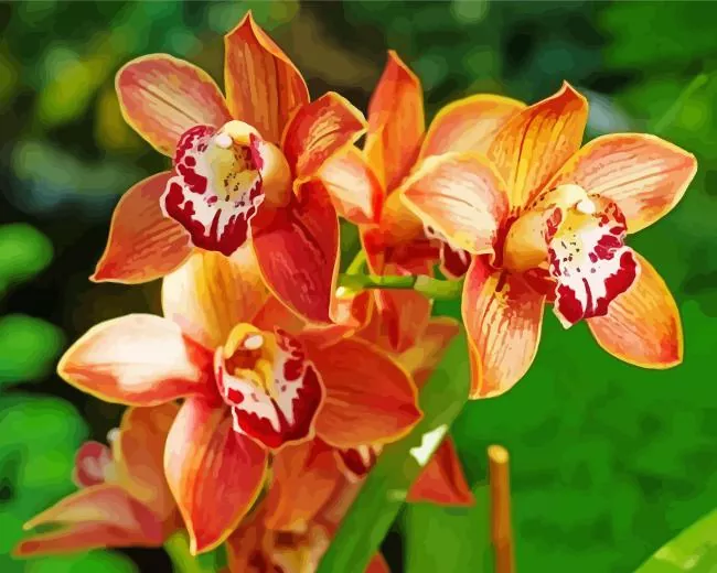 orange orchid flower Diamond By Numbers Orange Orchid Flower Diamond Painting